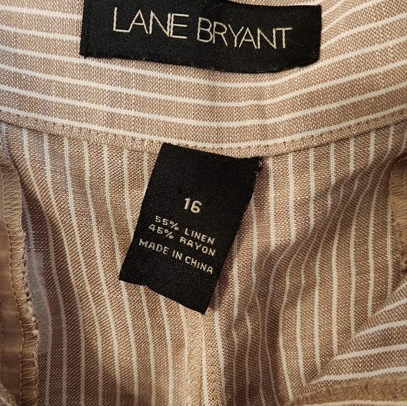 Lane Bryant Linen Blend Wide Leg Pants Sz 16 Pockets Breathable Boho Classic - Picture 6 of 12